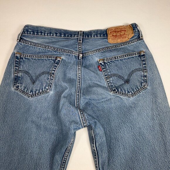 VTG Button Fly Levi's 501 Jeans Mens 36 34 Straight Leg Blue Distressed Faded - Picture 9 of 9